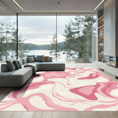 Pink Cream Swirl Marbling Rug