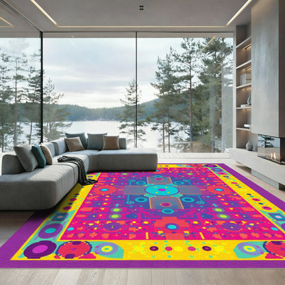 Vibrant Geometric Medallion Abstract Rug