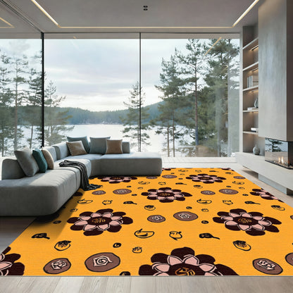 Brown and Pink Floral Medallion Rug