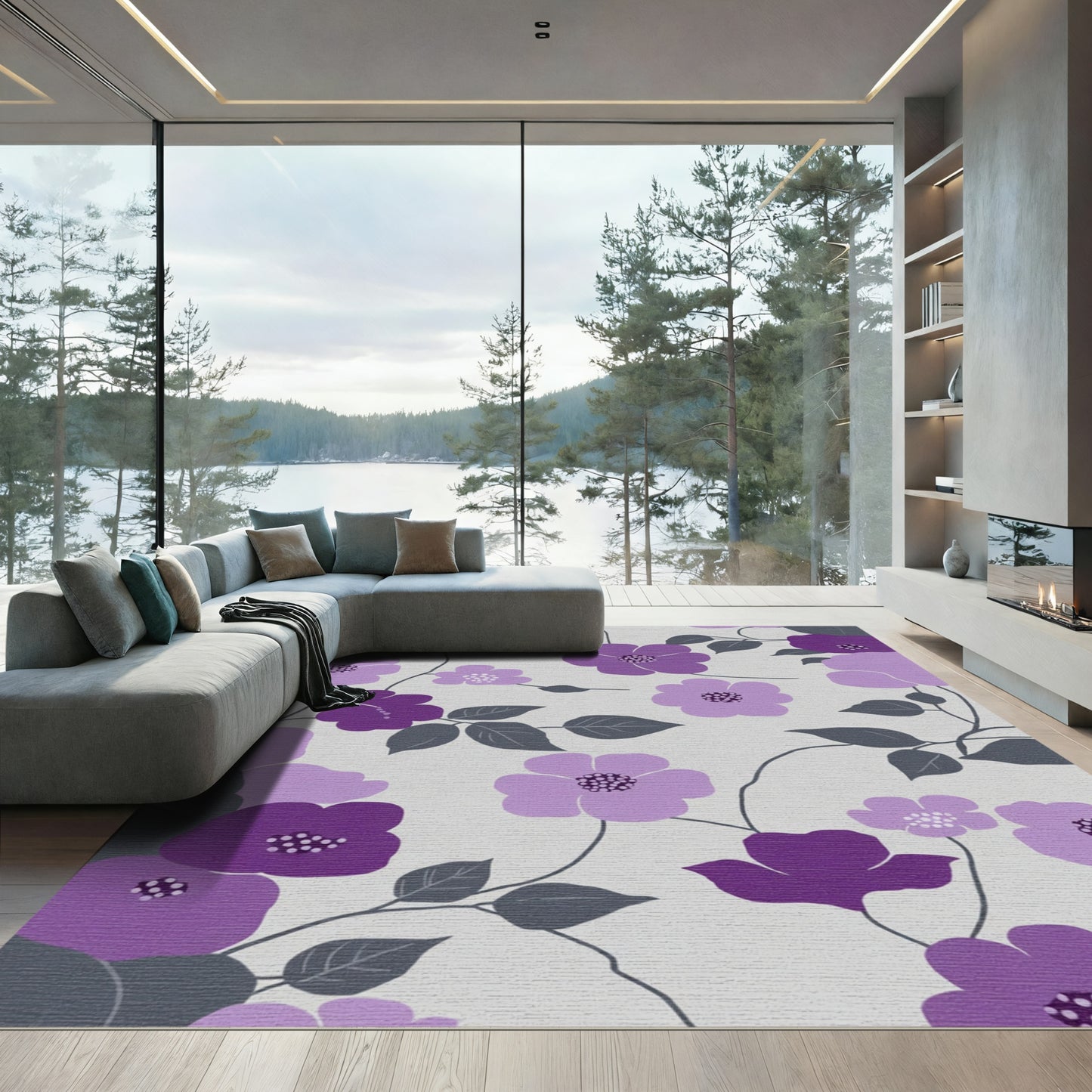 Purple Floral Grape Vine Rug