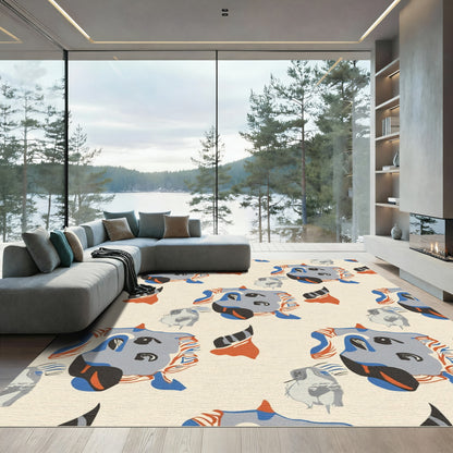 Abstract Gray Blue Orange Faces Rug