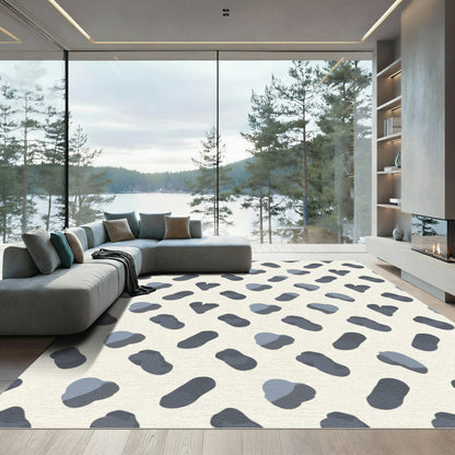Slate Gray Amorphous Shapes Rug