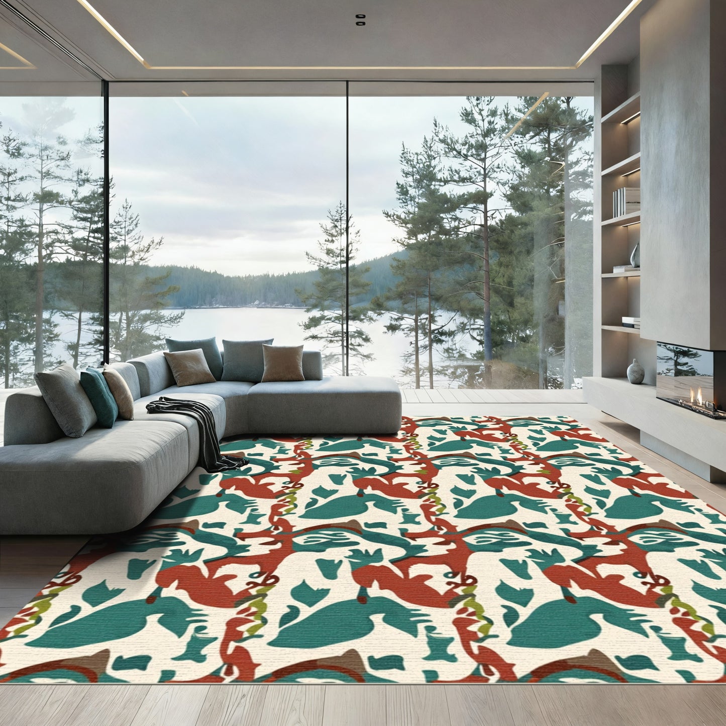 Earthy Tones Abstract Organic Collage Rug