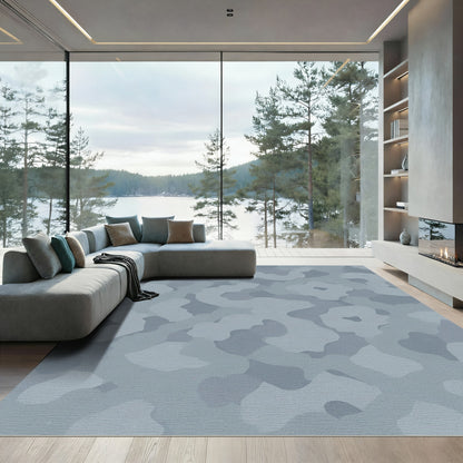 Subtle Grey Camouflage Organic Forms Rug