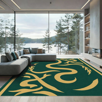 Deep Forest Gold Serpent Swirl Rug