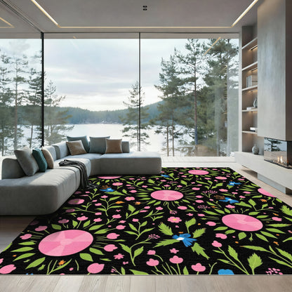 Pink Sunburst Floral Garden Rug