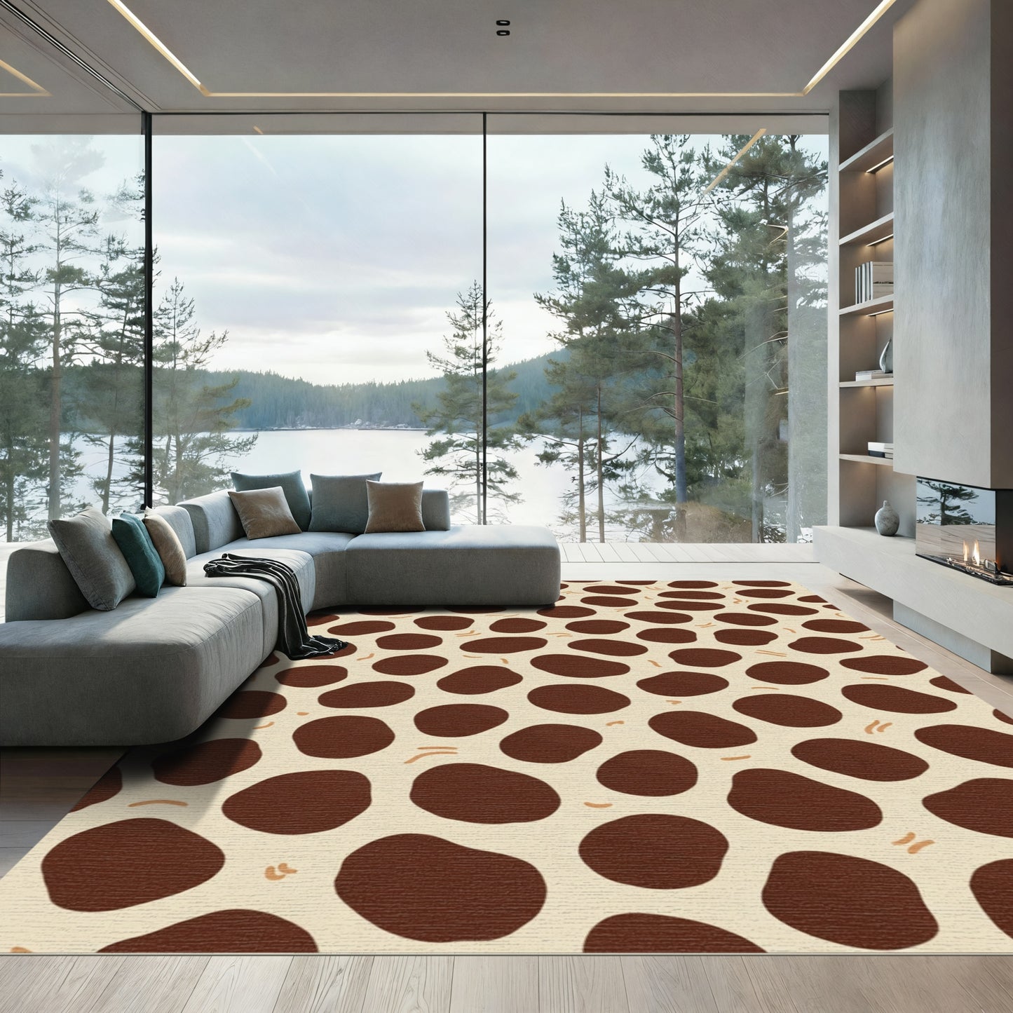 Brown Spots Beige Whimsical Spots Rug