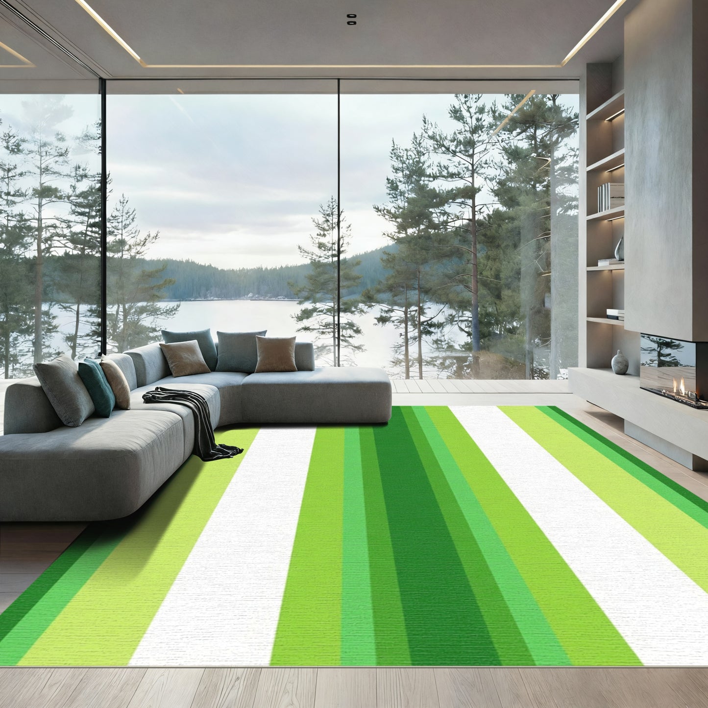 Varied Green Stripes Rug