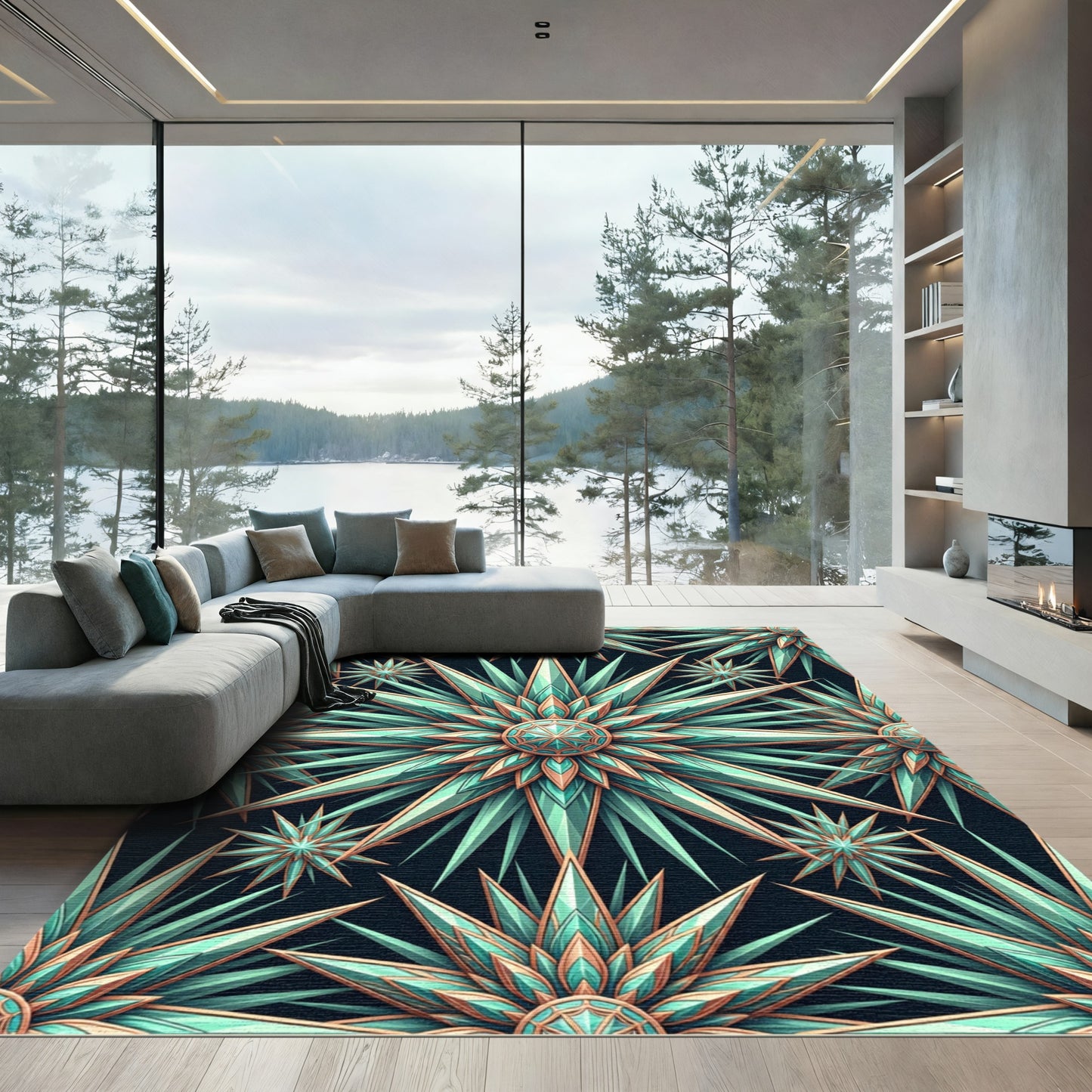 Emerald Sea Starburst Geometric Rug