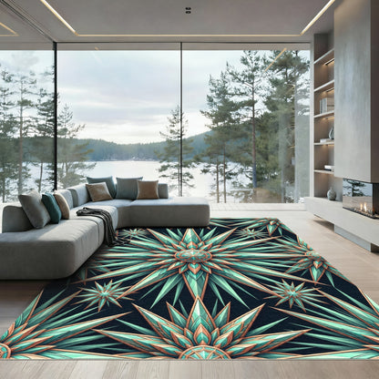 Emerald Sea Starburst Geometric Rug