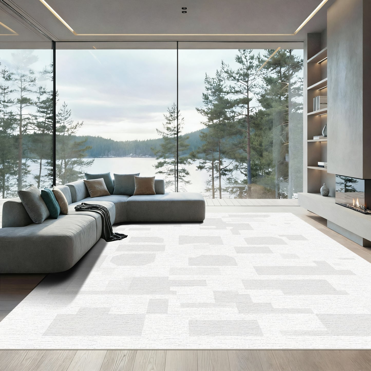 Modern Abstract Geometric Block Rug