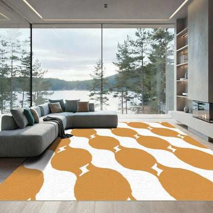 Golden Smooth Oval Link Pattern Rug