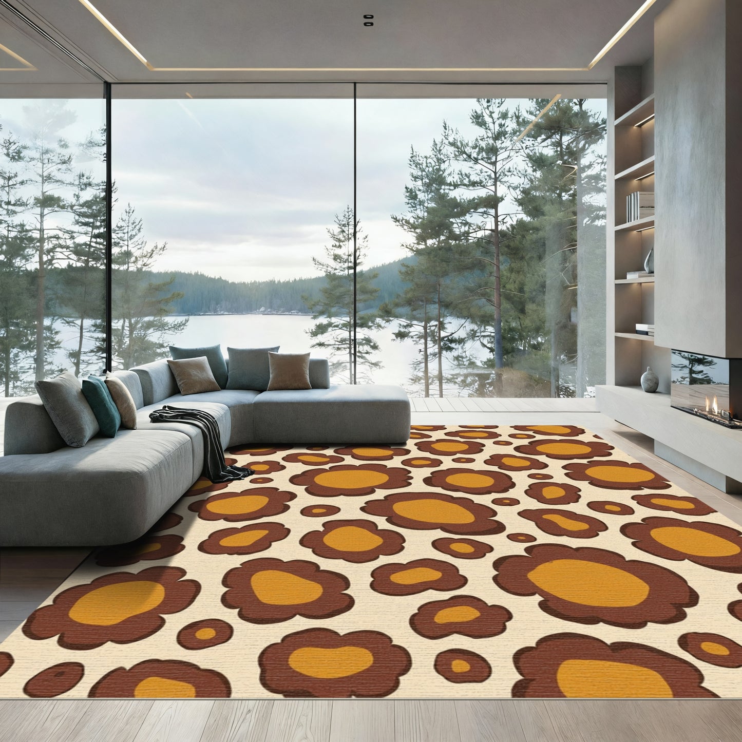 Retro Brown Spots Abstract Shape Rug