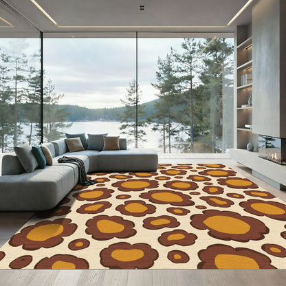 Retro Brown Spots Abstract Shape Rug