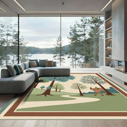 Woodland Path with Whimsical Fox Rug