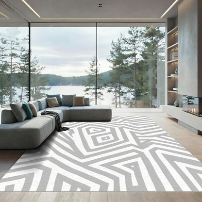 Modern Geometric Maze Rug