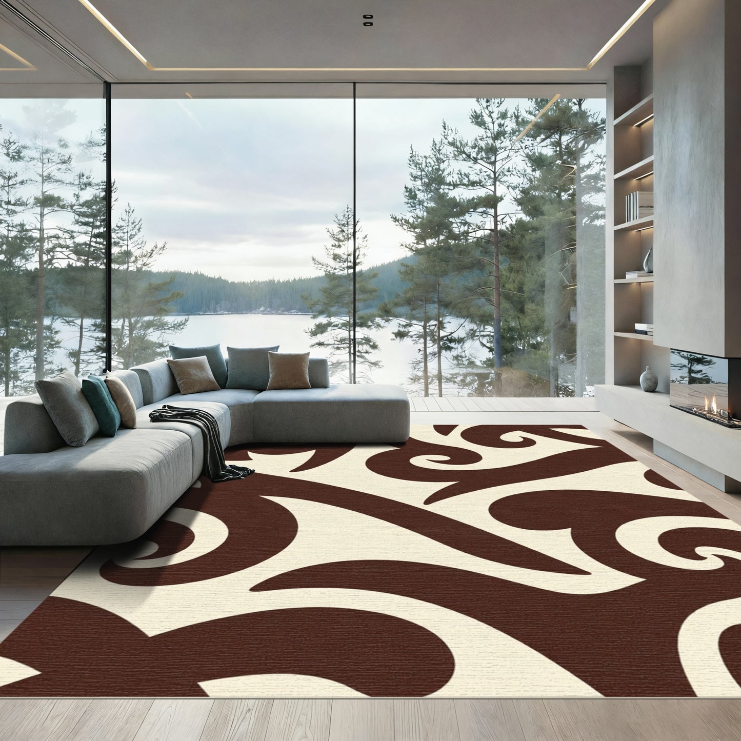 Rich Brown Smooth Swirl Rug