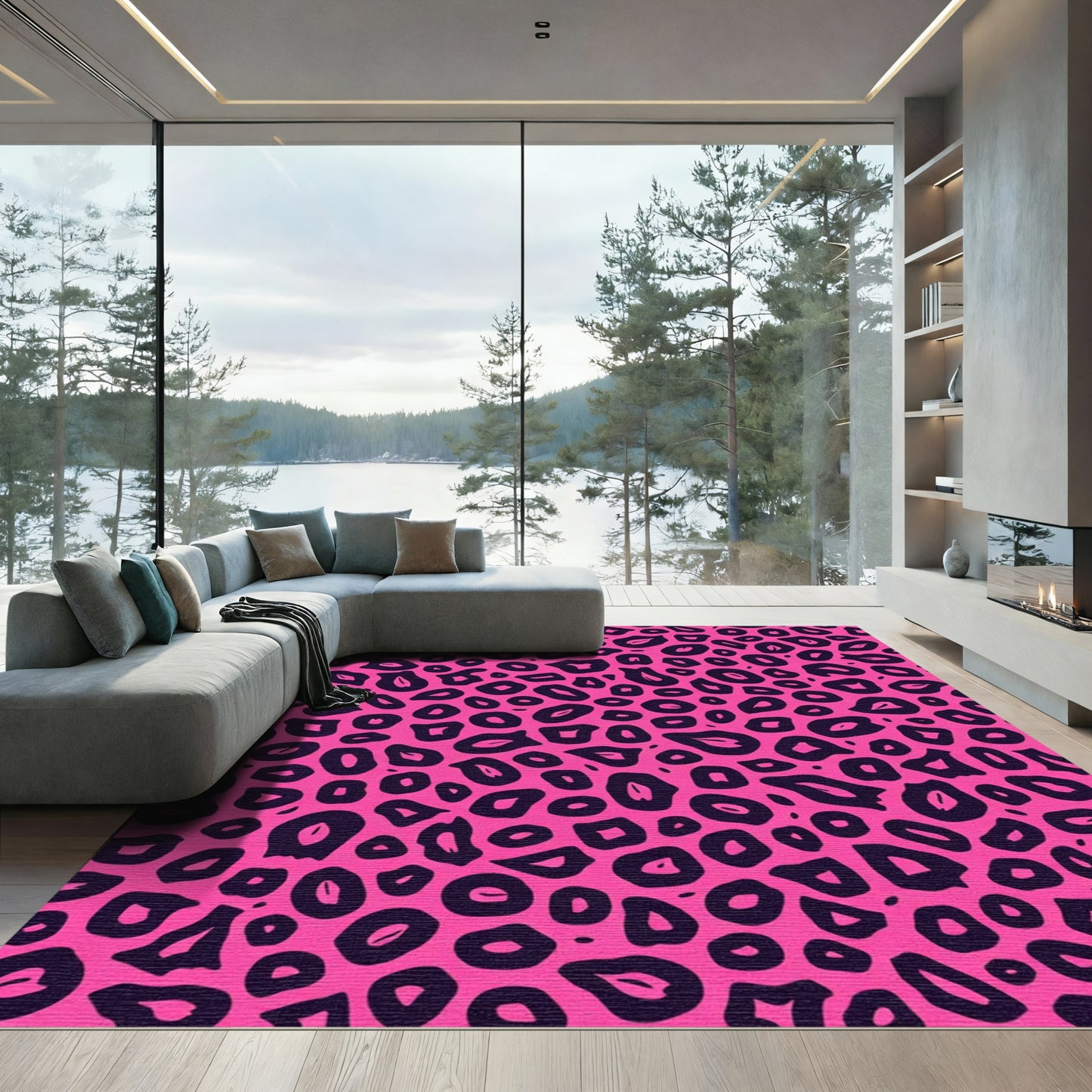 Hot Pink Leopard Spots Rug