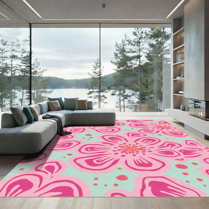 Pink Coral Fuchsia Floral Burst Rug