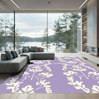 Ivory Floral Vine Lavender Rug