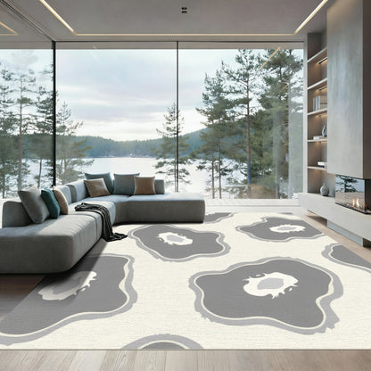 Abstract Gray Organic Bloom Rug