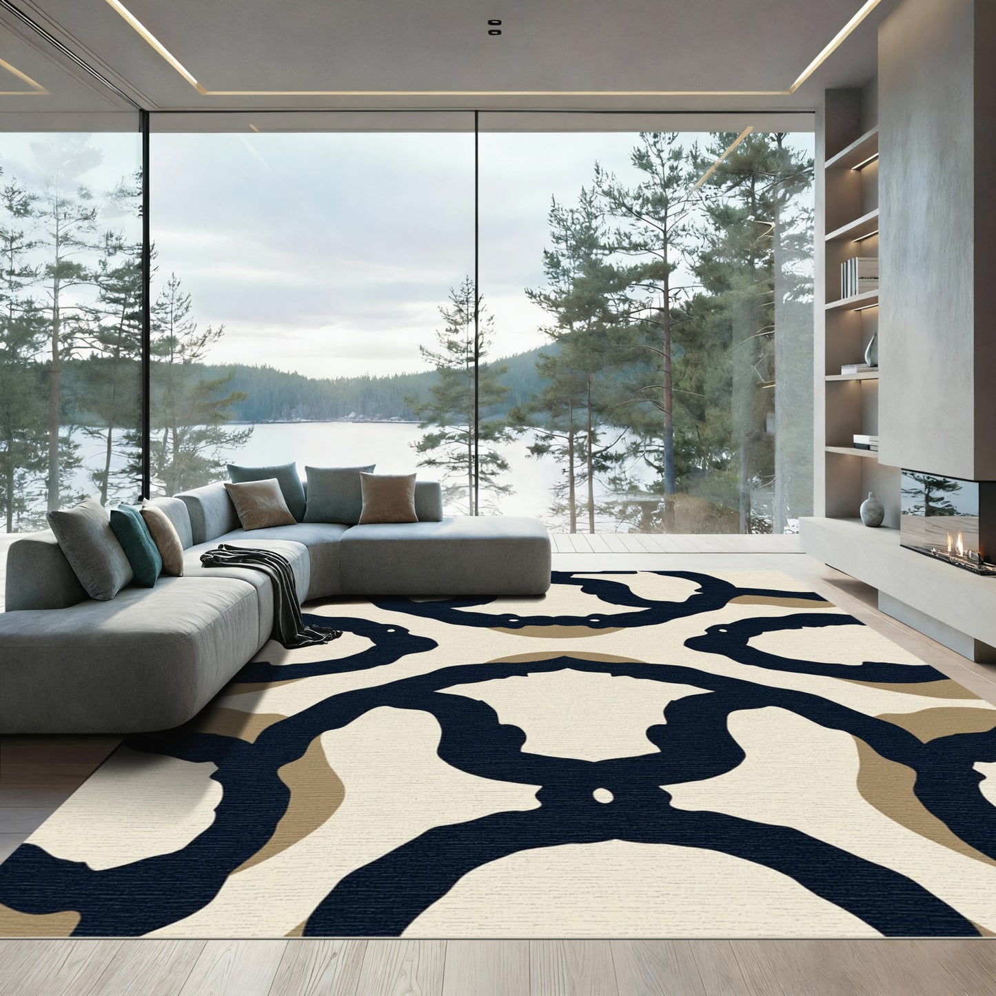 Abstract Organic Chain Link Rug