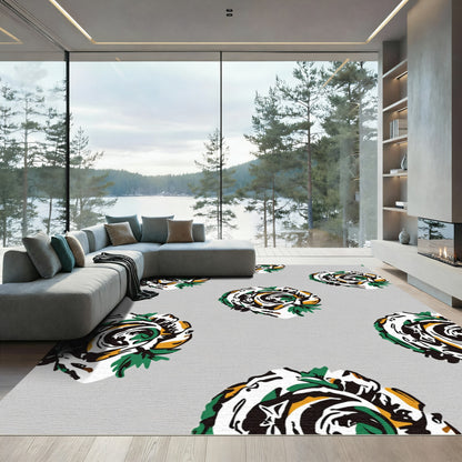 Monochromatic Floral Swirl Yellow Green Accents Rug