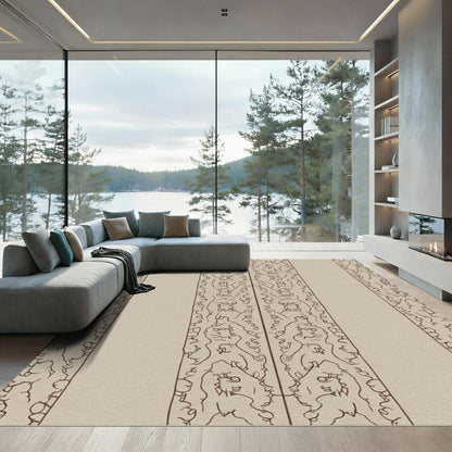 Neutral Beige Abstract Humanoid Forms Rug