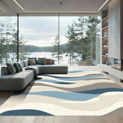 Abstract Blue Desert Dunes Rug