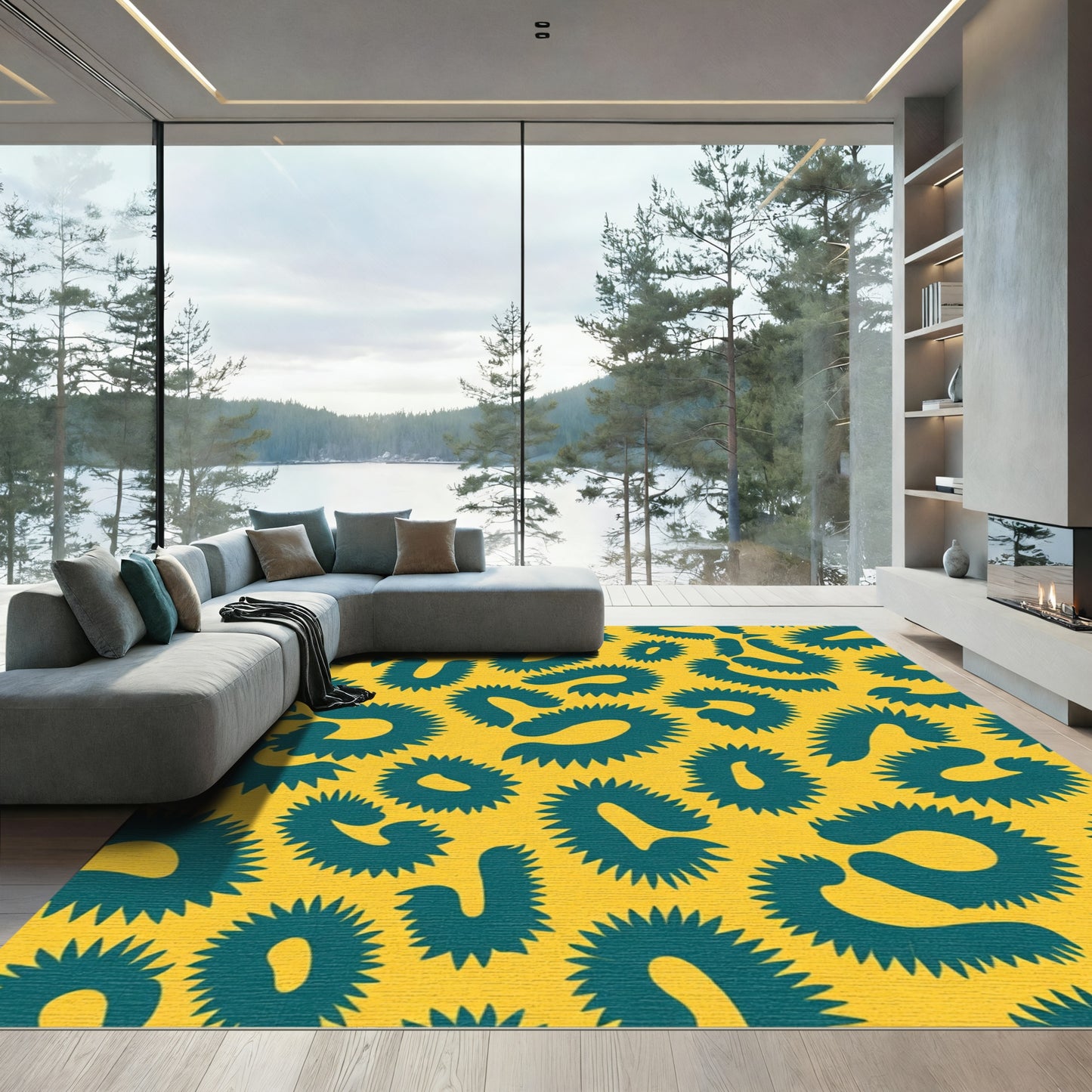 Bold Teal Leopard Spot Rug
