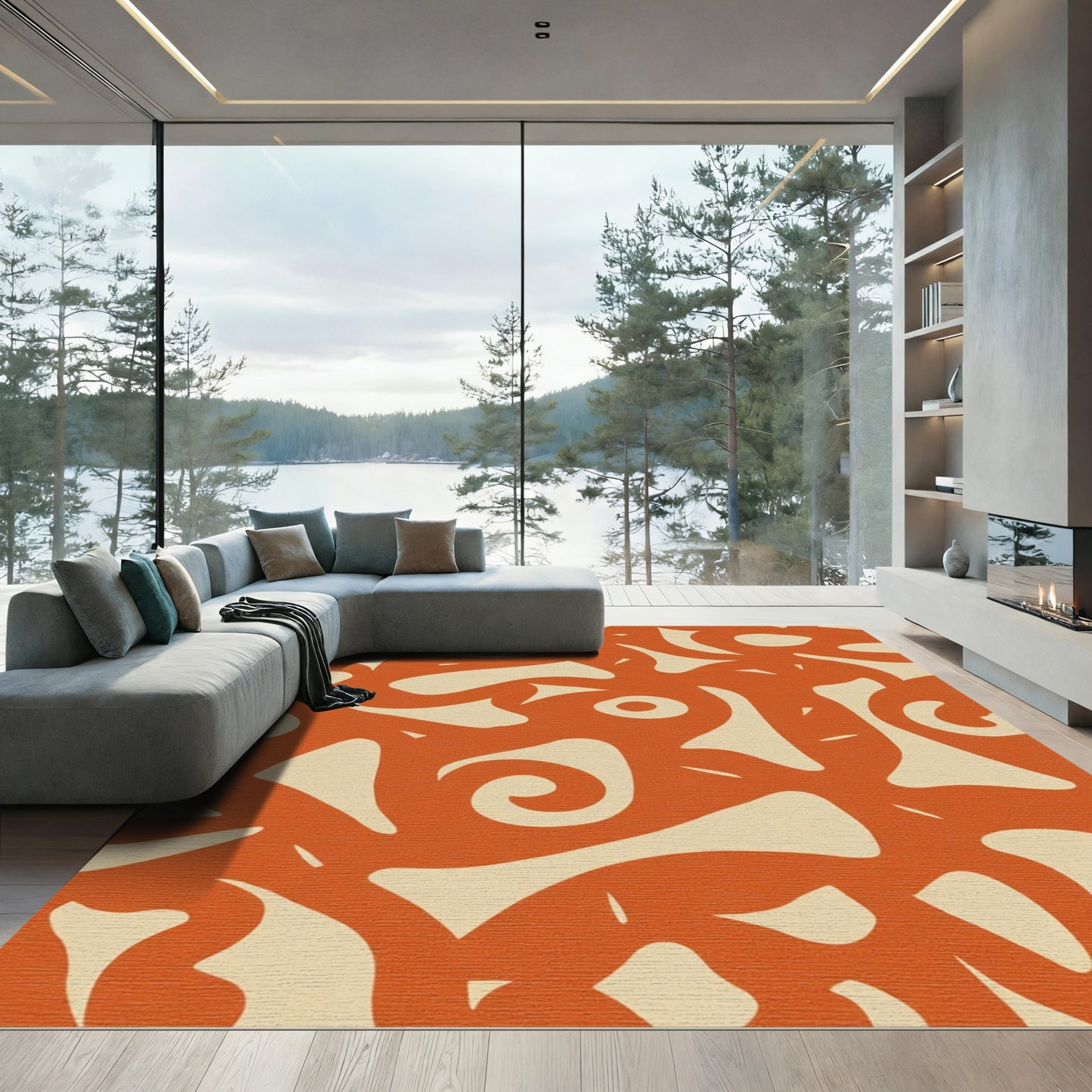 Terracotta Cream Organic Flow Rug