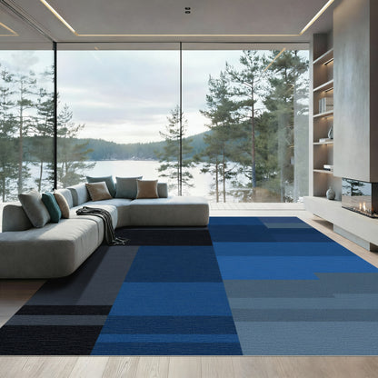 Modern Blue Gradient Abstract Rectangle Rug