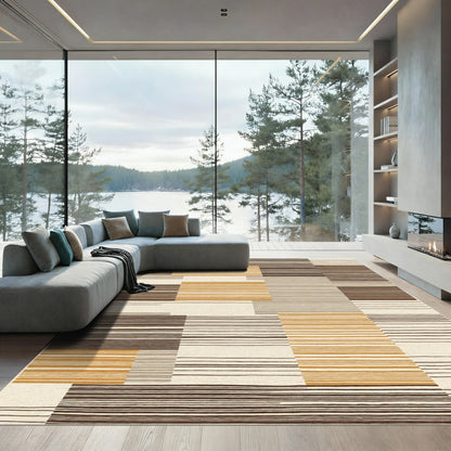 Earth Tones Horizontal Stripe Overlay Rug