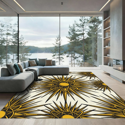 Golden Starburst Atomic Sun Rug