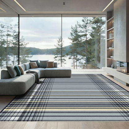 Subtle Plaid Stripes Graphic Rug