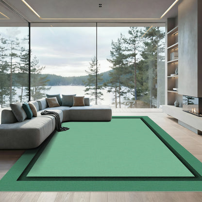 Serene teal layered border backdrop Rug