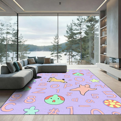 Playful Yellow Horses Alphabet Numbers Rug