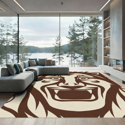 Brown Lion Face Majestic Roaring Art Rug
