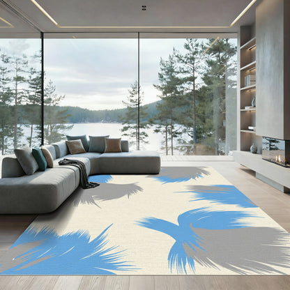 Blue Gray Feather Abstract Arrangement Rug
