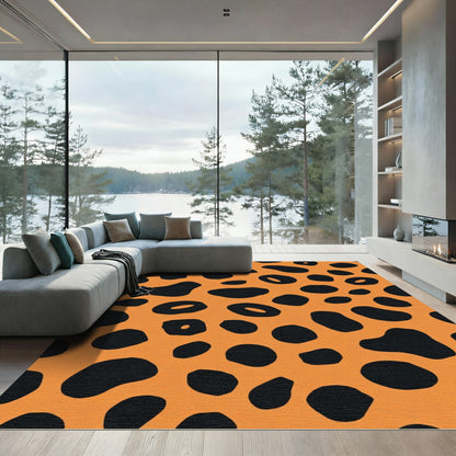 Bold Orange Black Animal Spots Rug