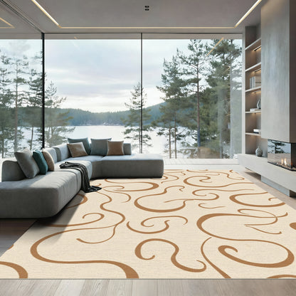 Brown Swirl Abstract Lines Rug