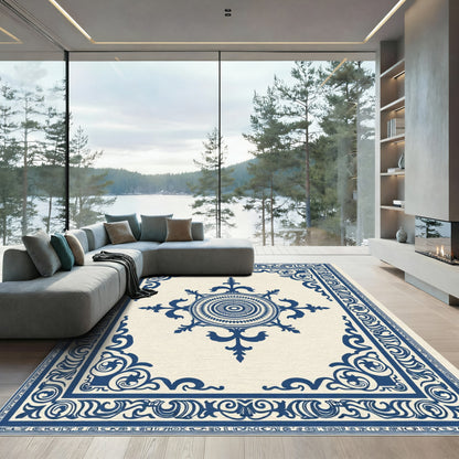 Deep Blue Medallion Eastern Border Rug