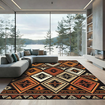Geometric Aztec Ochre Diamond Rug