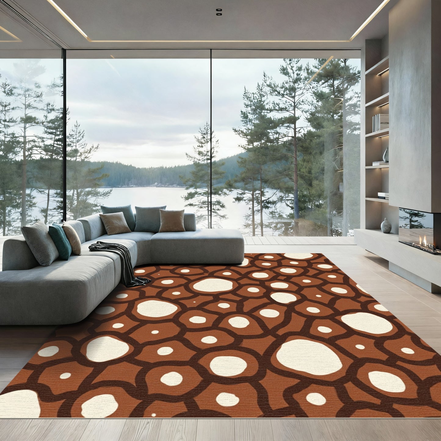 Organic Ochre Cell Cluster Rug