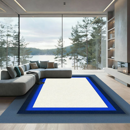 Deep Blue Outer Bordered Canvas Rug