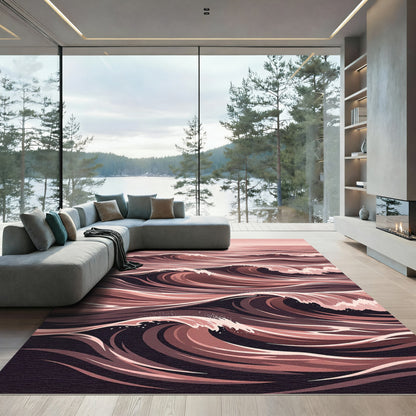 Rose Gold Ocean Wave Harmony Rug