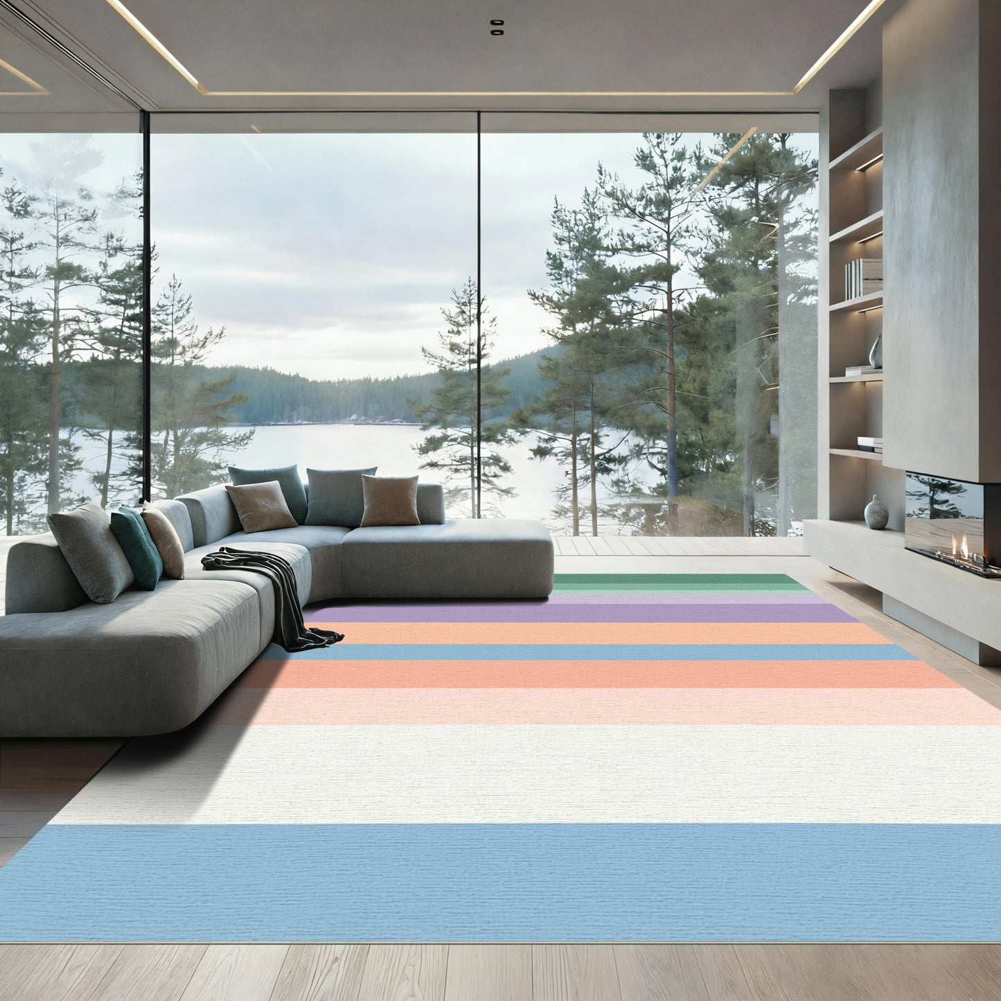 Pastel Gradient Horizontal Stripes Rug