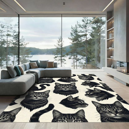 Tabby Cat Portrait Collage Rug