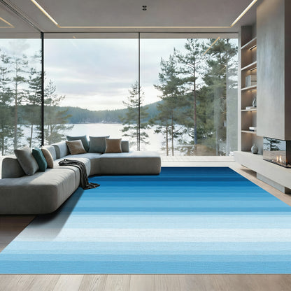 Gradient Blue Horizontal Stripe Rug
