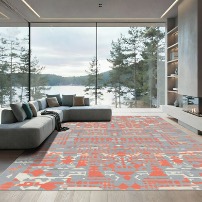 Coral Gray Geometric Fragment Rug